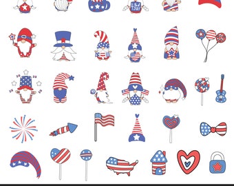 7 月 4 日のノーム svg png、愛国的なノーム svg バンドル、独立記念日のノーム、アメリカのノーム svg、Cricut クリップアート、デジタル ダウンロード