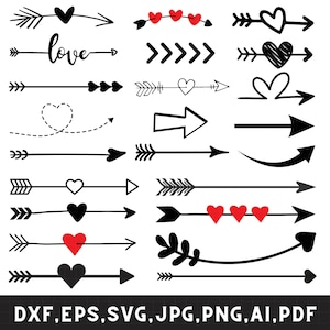 Arrows svg bundle, Arrow svg, Archery arrow svg bundle, Bow svg, Arrow clipart, Arrow with heart svg, Decorative arrow svg, Tribal arrow svg