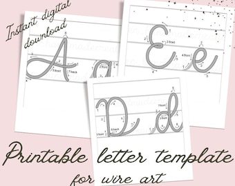 Printable Letter Template for Wire Art (uppercase + lowercase alphabet - knitted names) (Digital Download)