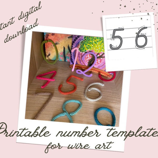 Druckbare ZahlenVorlagen für Knitted Wire Art | Mit Richtungspfeilen + Zahlen | Trikotstoff | Digitaler Download