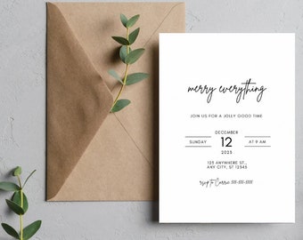 Editable Christmas Party Invitation, Christmas Party Invitation, Electronic Invitation, Printable Template, Christmas Invitation Download