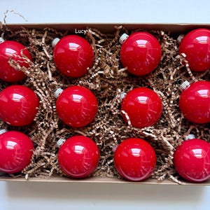 Set of 12 Hand-Painted Candy Red Christmas Ornaments Shatterproof 2.36 inches The Maxy Set