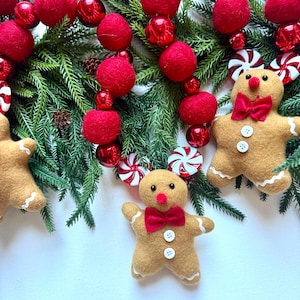 Lebkuchen Girlande: Filz Pompoms und Glitzerornamente 2 Meter lang