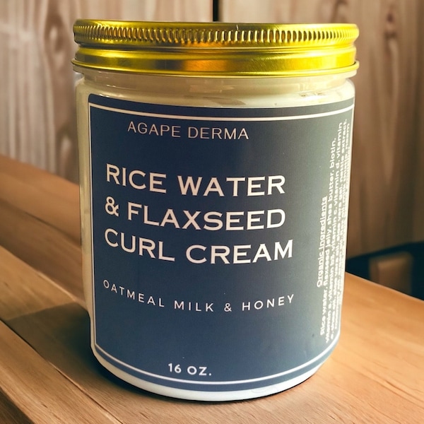 Fermented Rice Water & Flaxseed Curl Cream – Strengthens - Defines - Promotes Hair Growth (20 oz)