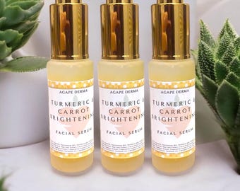 Face Serum -  Turmeric Carrot Brightening Serum - Natural Skincare, Hydrating Skincare, Vitamin C Skincare