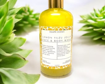 Natural Body Wash - Lemon Yuzu Face & Body Wash - Jelly Cleanser, Clean Beauty