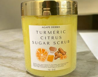 Turmeric Citrus Foaming Sugar Scrub | Exfoliating Body Scrub | Foaming Moisturizing Sugar Scrub