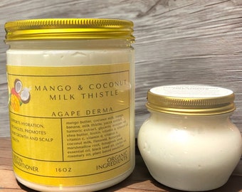 Mango & Coconut Milk Thistle Ultra Moisturizing Natural Biotin Deep Conditioner 16oz - Infused with hair growth ingredients