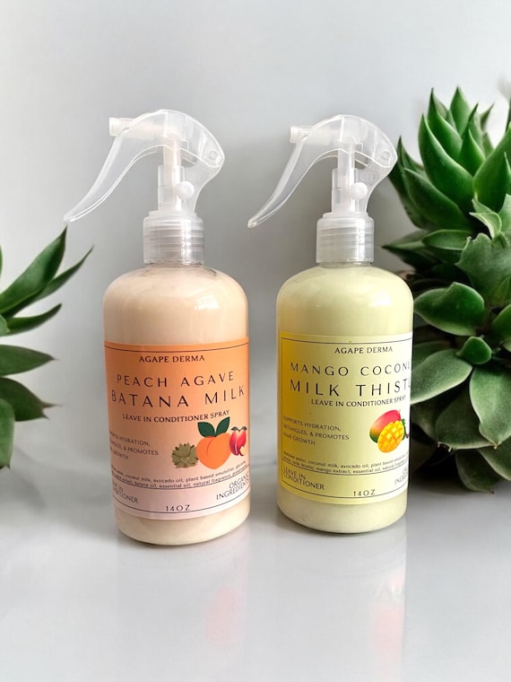 Herbal Leave in Conditioner Spray | Mango Coconut Milk Thistle | Peach Agave  Batana Oil | Detangler | Hair Milk | Ultra Moisturizer | 14oz - Etsy