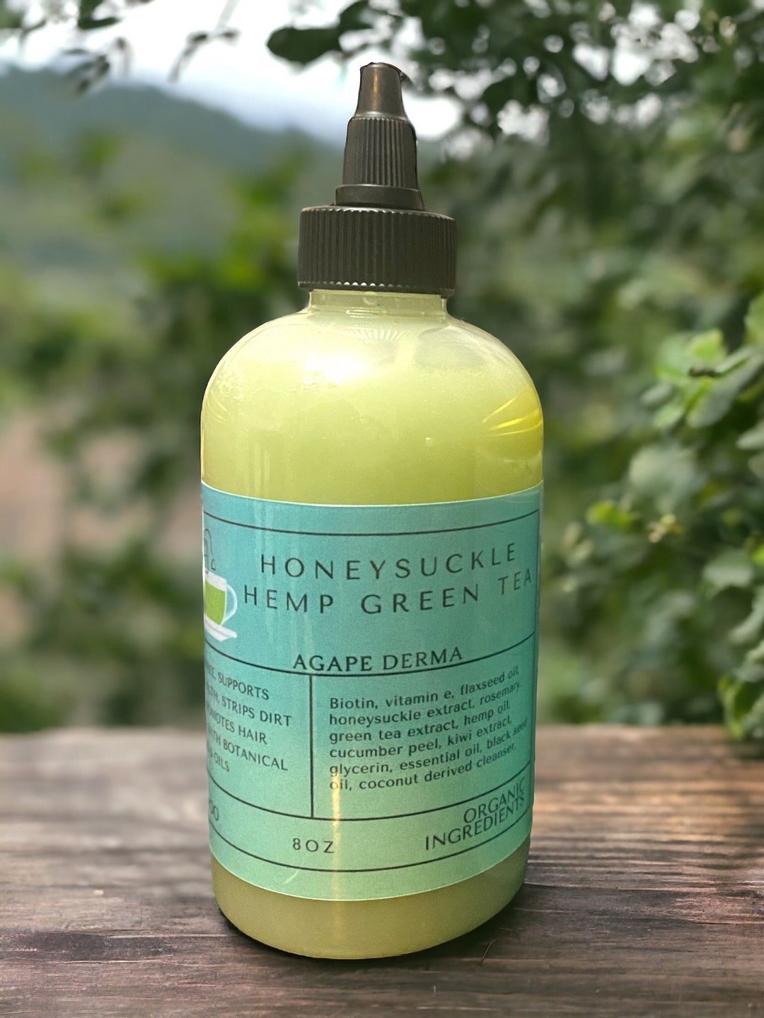 Biotin Natural Shampoo 12oz Honeysuckle Hemp Green Tea Ultra