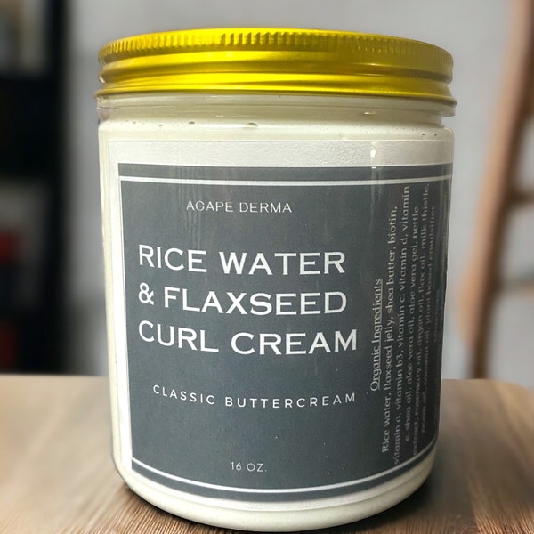 Fermented Rice Water & Flaxseed Curl Cream 16oz - infused with hair growth ingredients