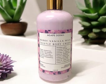 Natural Body Butter Lotion - Berry Vanilla Milk Thistle Body Cream