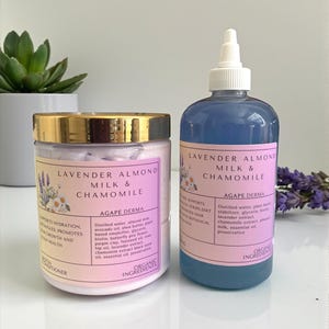 Lavender Almond Milk & Chamomile Biotin Natural Shampoo and Deep Conditioner Set - Ultra Moisturizing - Infused with hair growth ingredients