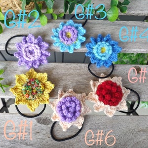 Crochet Flower Hair Tie/floral Hair Tie Bracelet/daisy/sunflower/rose ...