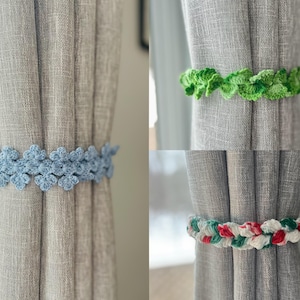 Crochet curtain tie back/handmade flower curtain tie back/crochet leaves curtain hold back/crochet Christmas curtain tie/floral curtain ties
