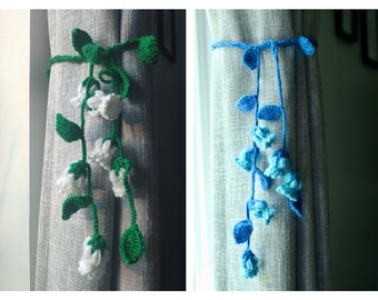 Crochet curtain tie back/handmade lily of the valley curtain holdback/flower curtain hold back/crochet lily of the valley/gift for her