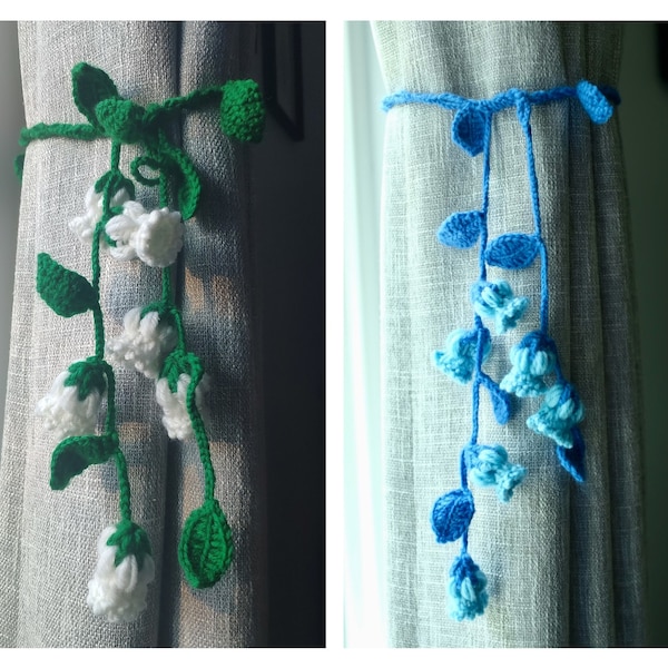 Crochet curtain tie back/handmade lily of the valley curtain holdback/flower curtain hold back/crochet lily of the valley/gift for her