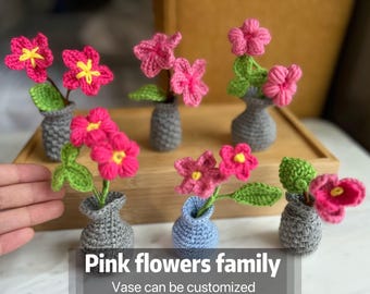 Crochet Flower Pot: Handmade Cotton Yarn Decor, crochet flower in crochet vase, crochet home decor, Gift for Mom, gift for her,