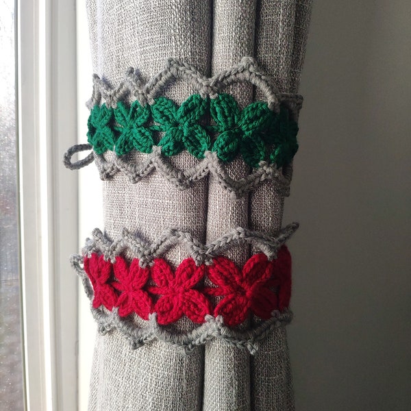 Handmade crochet flower curtain tie back/Christmas flower curtain hold back/Christmas gift/housewarming gift/gift for mom