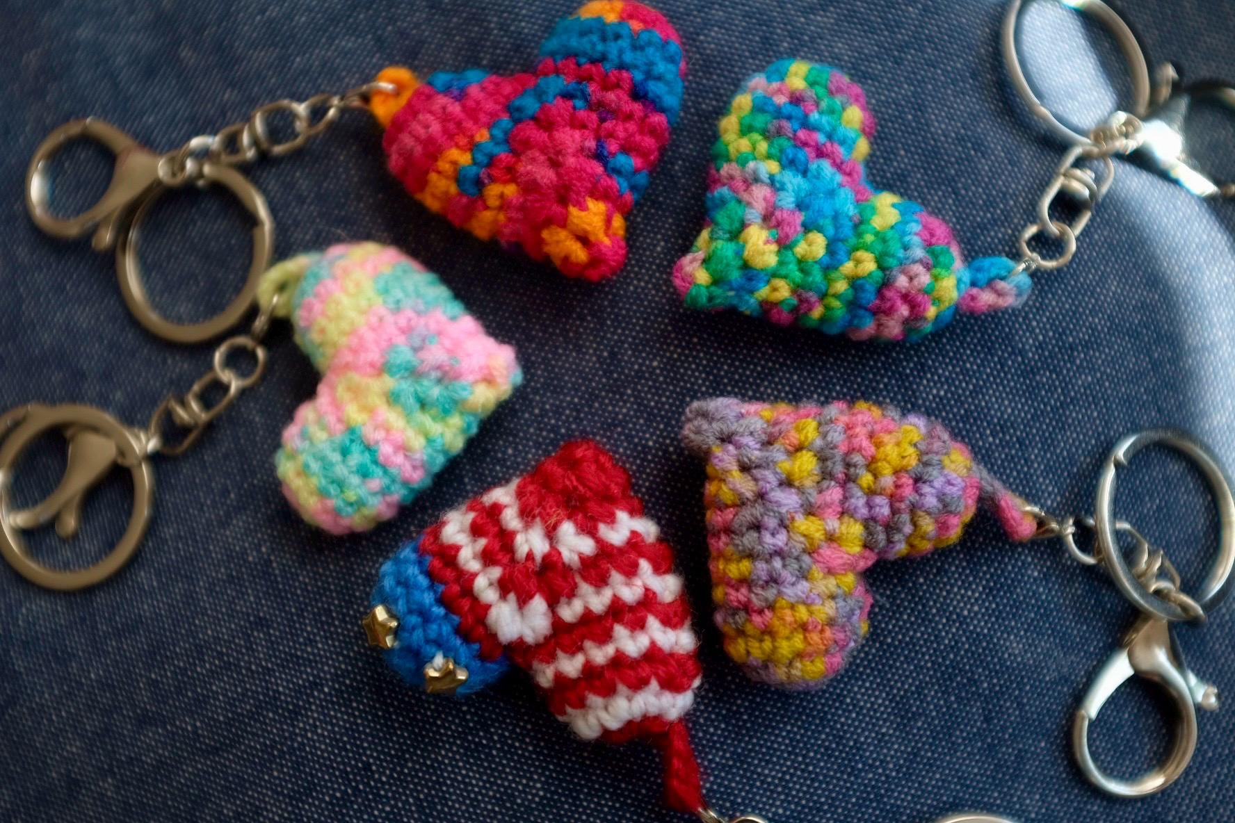 Crochet keychain heart mitten mushroom/handmade mittens bag charm/Valentine’s Day gift/couples keychain/handmade bagcharm/gift for her