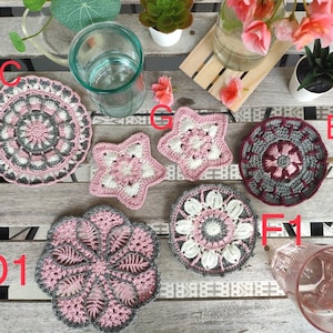 Handmade coasters/crochet coasters/ flower mug rug/glass rug/mug coasters/handmade table decor/ kitchen Decor/gift for mom/gift for her