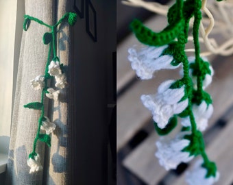 Crochet curtain tie back/handmade lily of the valley curtain holdback/flower curtain hold back/crochet lily of the valley/house warming gift