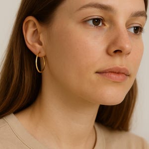 Dainty Gold Hoop Earrings: 14k Plated Sterling Silver Huggies
