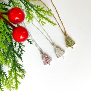 Christmas Tree Necklace for Woman Diamond Christmas Necklace Jewelry Gift for Her Women Christmas Jewelry Gift Idea Christmas Pendant Charms