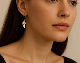 Gold Shell Necklace and Earrings Set: 18K Plated Dainty Jewelry