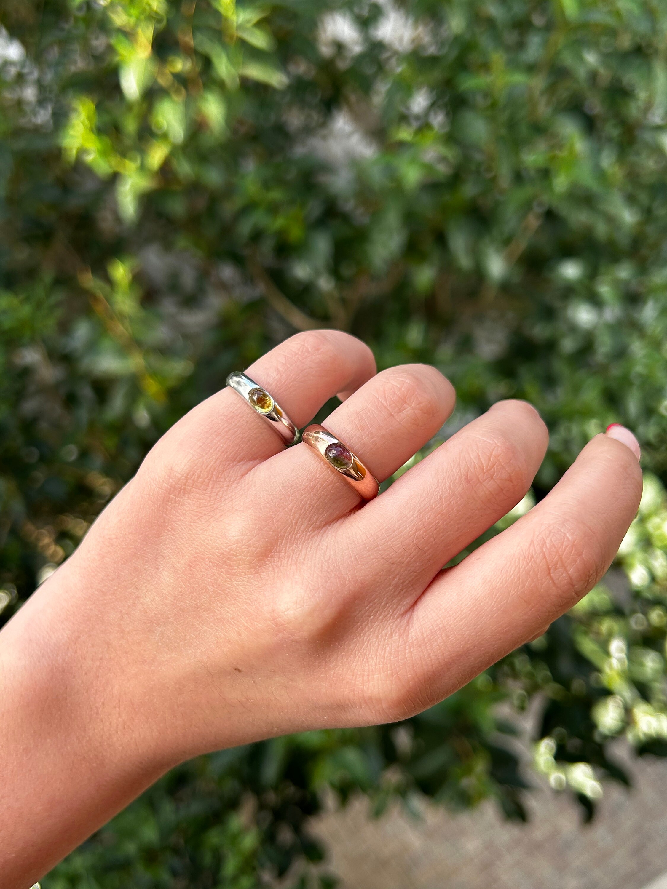 Bezel Dome Ring, 14k Gold Plated Chunky Statement Ring, East