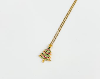 Christmas Tree Necklace New Years Jewelry Christmas Gift Woman Pendant Holiday Necklace Merry Christmas Minimal Pendant