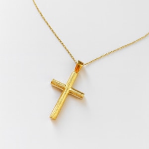 14K Gold Cross Pendant Necklace: Christian Religious Jewelry Gift