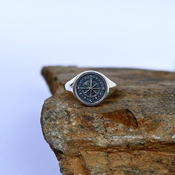 Handmade Compass Ring North Star Ring Men Ring Compass Christmas Gift Compass Ring Men Gift for Sailors Polaris Star