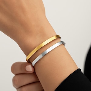 Nie verblasst - Wasserdicht - 18k vergoldet - Armreif Armband - Gold Manschette Armband - Schichtarmband Armband für Frauen - Goldarmband