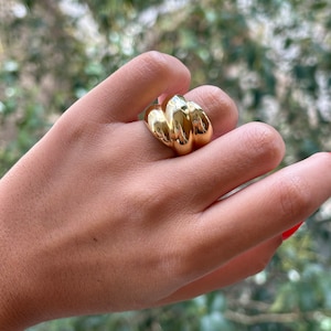 Gouden statement ring modern design koepelring koepelring dikke gouden ring statement koepelring dikke koepelring zilver cadeau