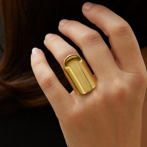 Grosse bague dôme en argent sterling faite main - Bijoux tendance réglables