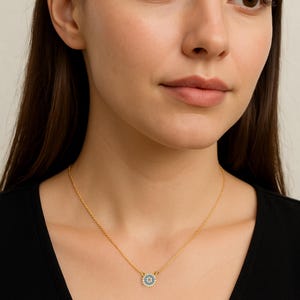 Diamond Evil Eye Necklace | 14K Gold Protection Amulet | Dainty Eye Pendant Necklace | Spiritual Jewelry Gift for Her | Handmade Minimalist