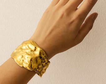 Gold Plated Bangle Bracelet: Water Resistant Gold Cuff