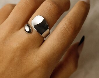 Handmade Sterling Silver Dome Ring: Chunky Modern Statement Jewelry