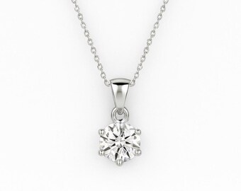 Dainty Diamond Necklace • Silver Solitaire Pendant • Minimalist Jewelry • Gift for Her • Everyday Necklace • Bridesmaid Gift