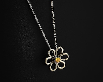 Sterling Silver 925 Birth Flower - Birth Month Gemstone Color