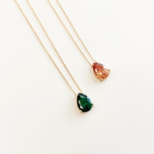 Diamond Teardrop Necklace: Sterling Silver Zircon Solitaire