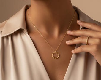Gold Plated Karma Necklace: Sterling Silver Open Circle