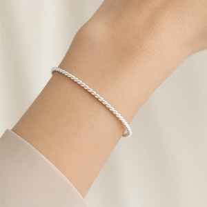 Delicate Open Cuff Twist Bracelet - Dainty Gold or Silver Minimalist Jewelry for Everyday Wear, Adjustable Thin Stackable Bangle for Women