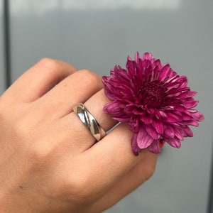 Handmade Sterling Silver Croissant Ring: Chunky Twist Dome Statement Ring