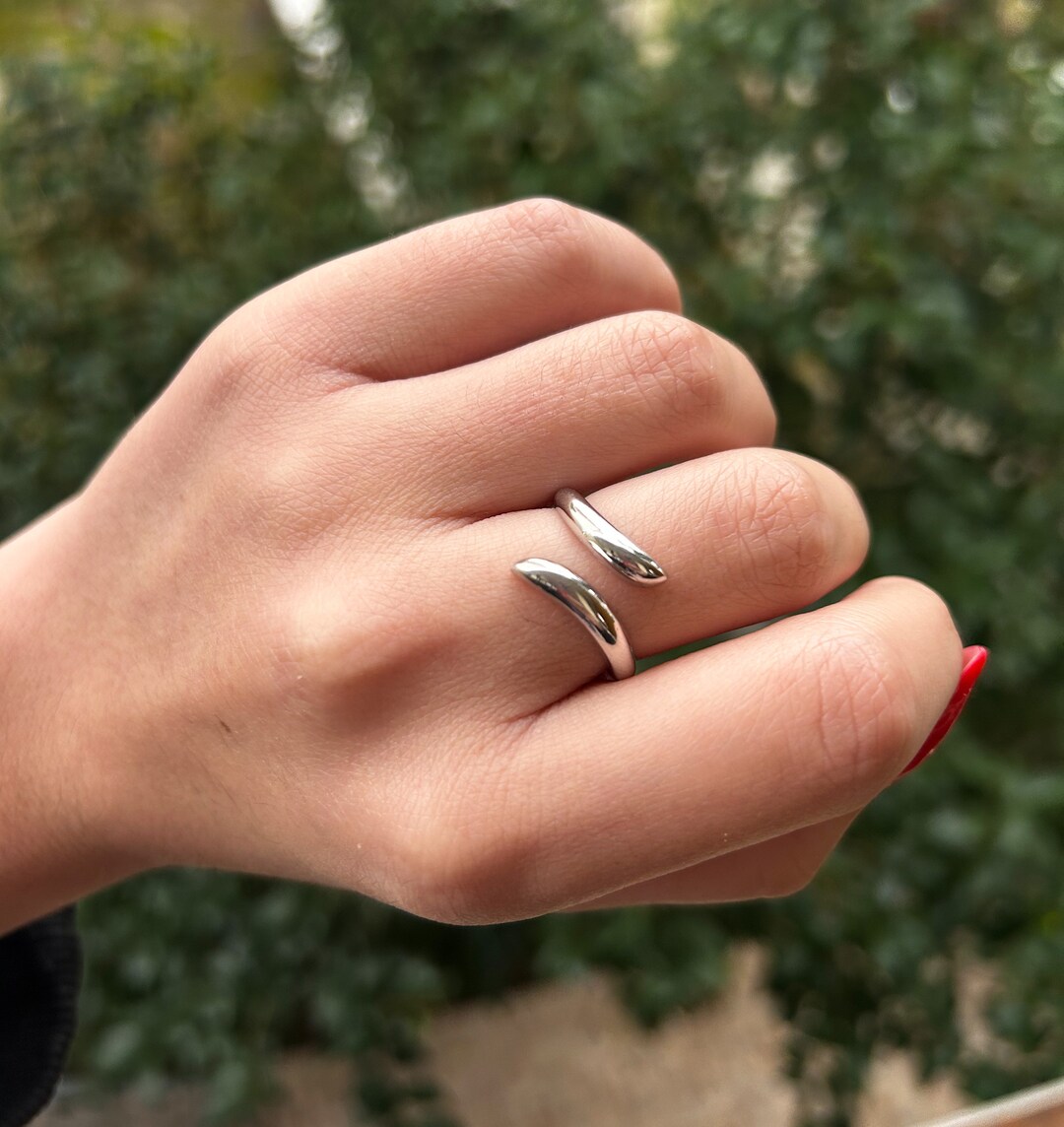 Open Cuff Rings Sterling Silver Open Cuff Ring: Minimalist Stackable Band - Etsy