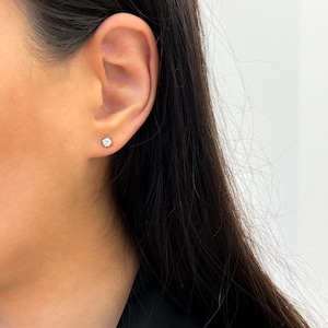 14K Gold Tiny Diamond Studs, Dainty Diamond Earrings, Tiny Diamond Earrings, Classic Studs, Unisex Studs Earrings, Tragus Piercing Stud