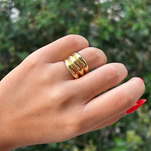 925 Silver Ring, Silver Dome Ring, Chunky Gold Ring, Geometric Ring, Thick Wide Statement Ring, Abstract Chunky Large Big Everyday Ring
