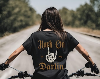 Rock On Darlin' T-Shirt: Skeleton Hand, Punk Rock Style