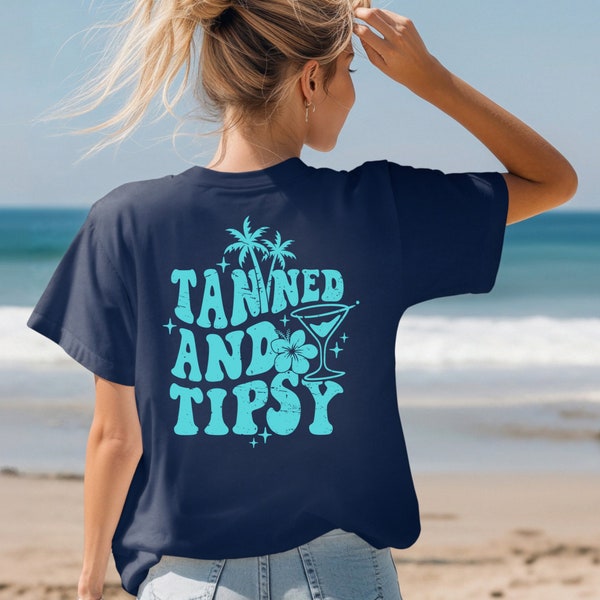 Tanned and Tipsy Tee, Comfort Colors Oversized Shirt, Casual Summer T-shirt, Comfy Womens Shirt, Boating Shirt, Beach Tee, Flamingo Cute Tee